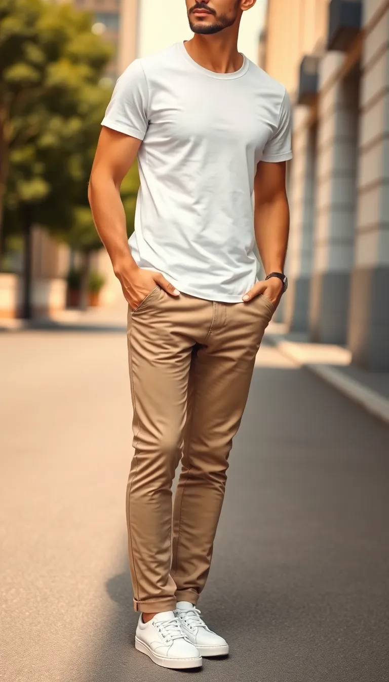 Classic White T-Shirt and Khakis