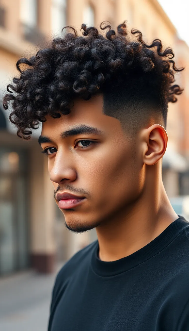 French Crop High Fade with Curly Hair