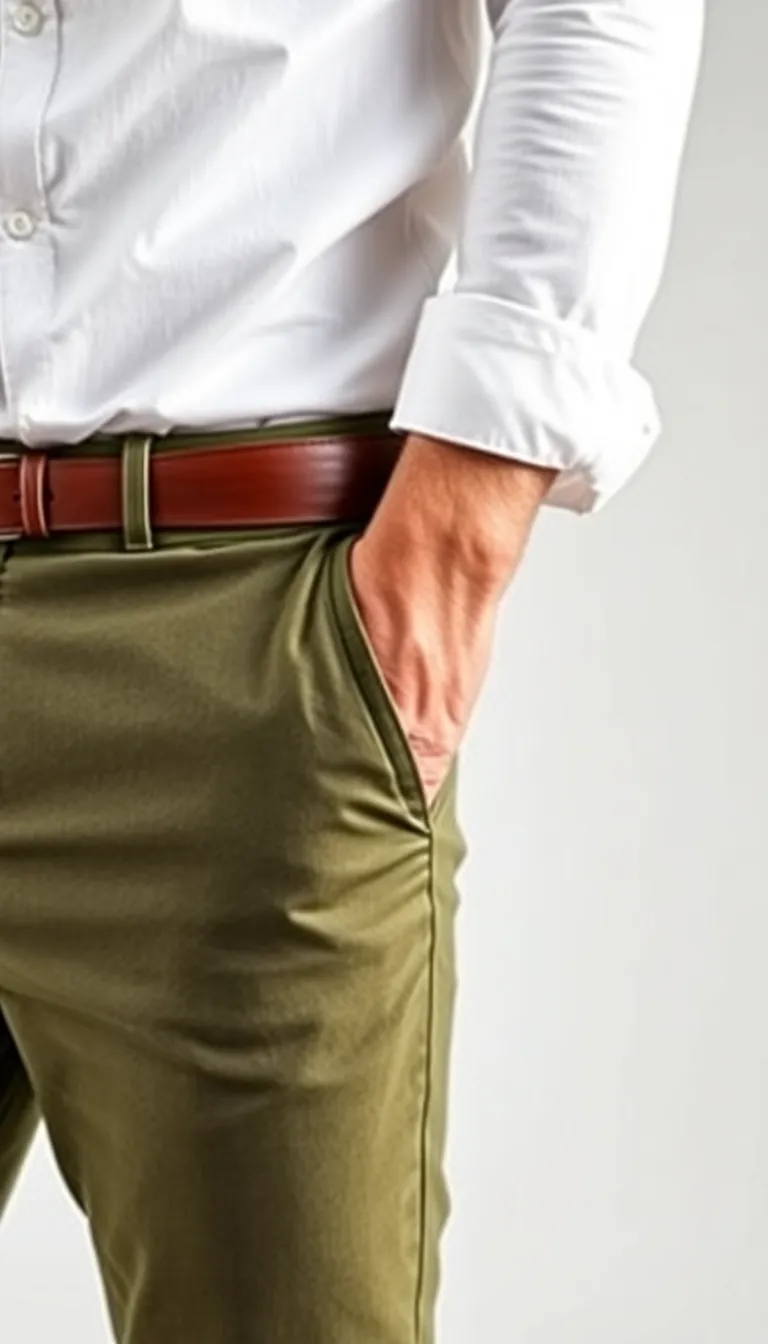 Accessorizing Green Pants Looks with Brown Leather Belts