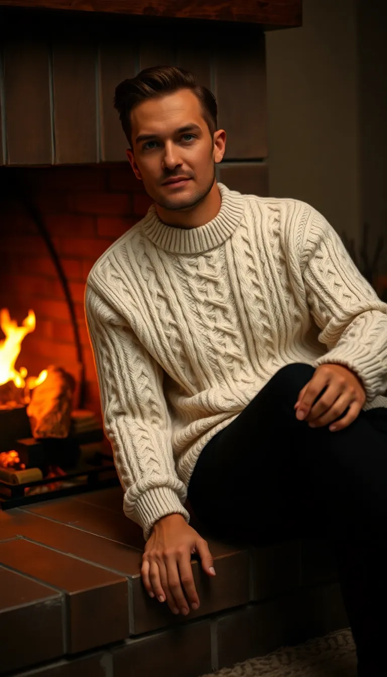 Pairing Black Pants with a Cable Knit Sweater