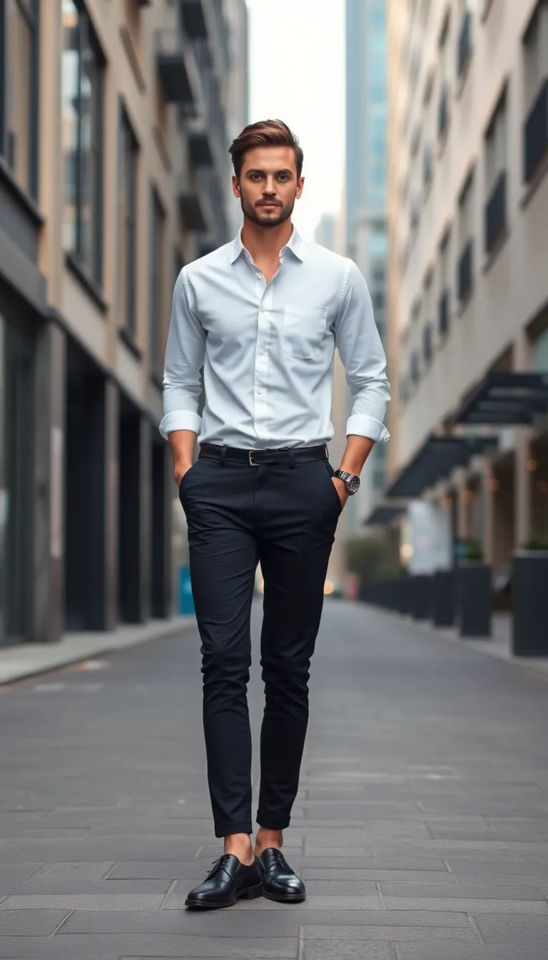Classic White Shirt and Black Slim Pants