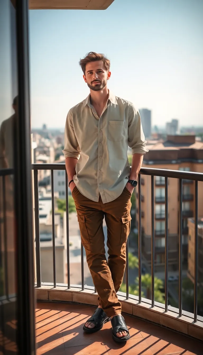 Wearing a Beige Linen Shirt with Brown Cargo Pants