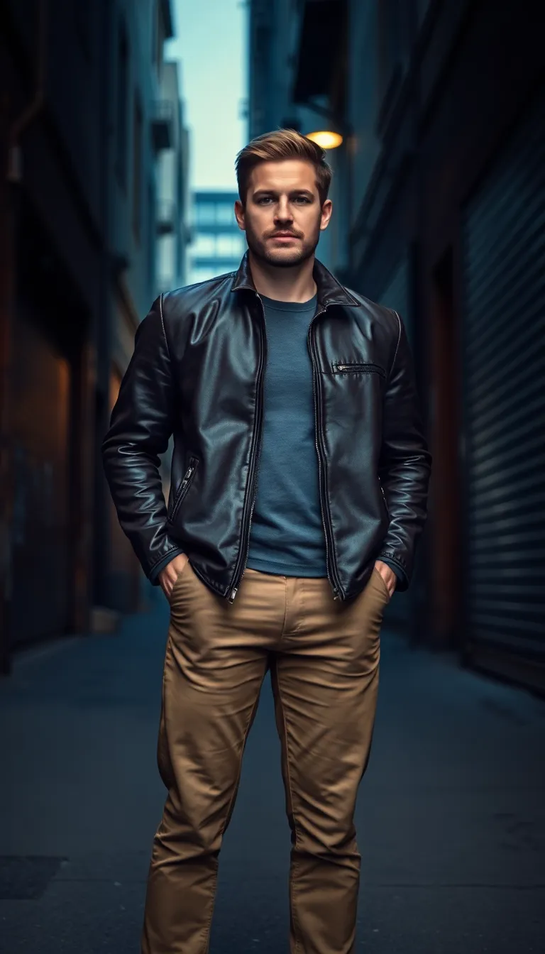 Khaki Pants with Leather Jackets