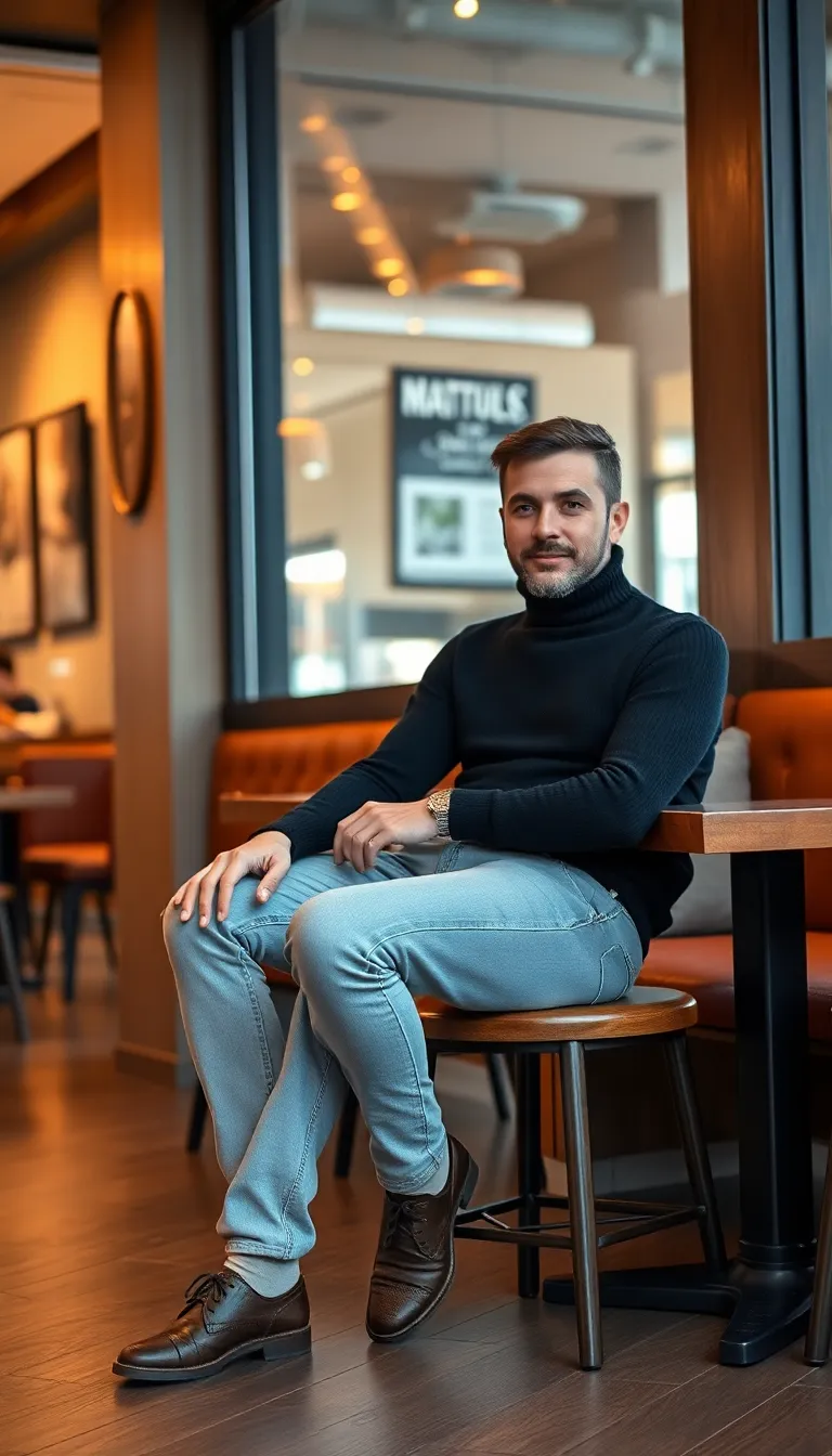 Grey Jeans with a Turtleneck
