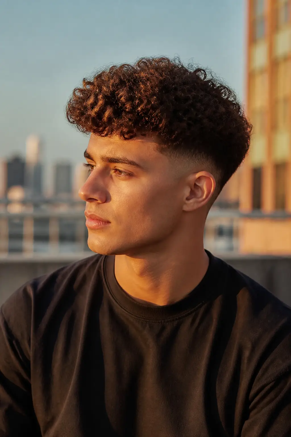 Classic Mid Fade with Natural Curls