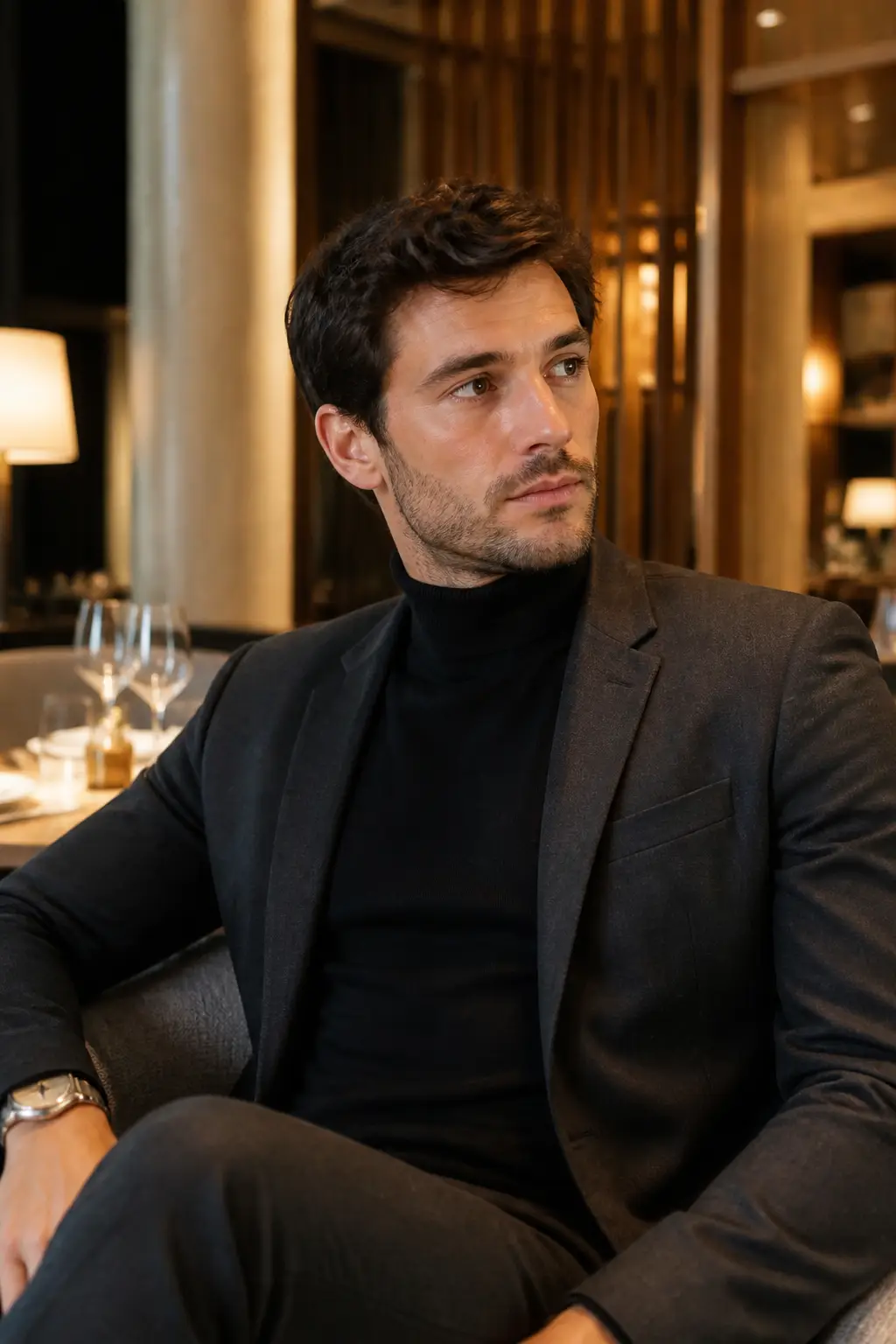 Black Turtleneck under a Blazer