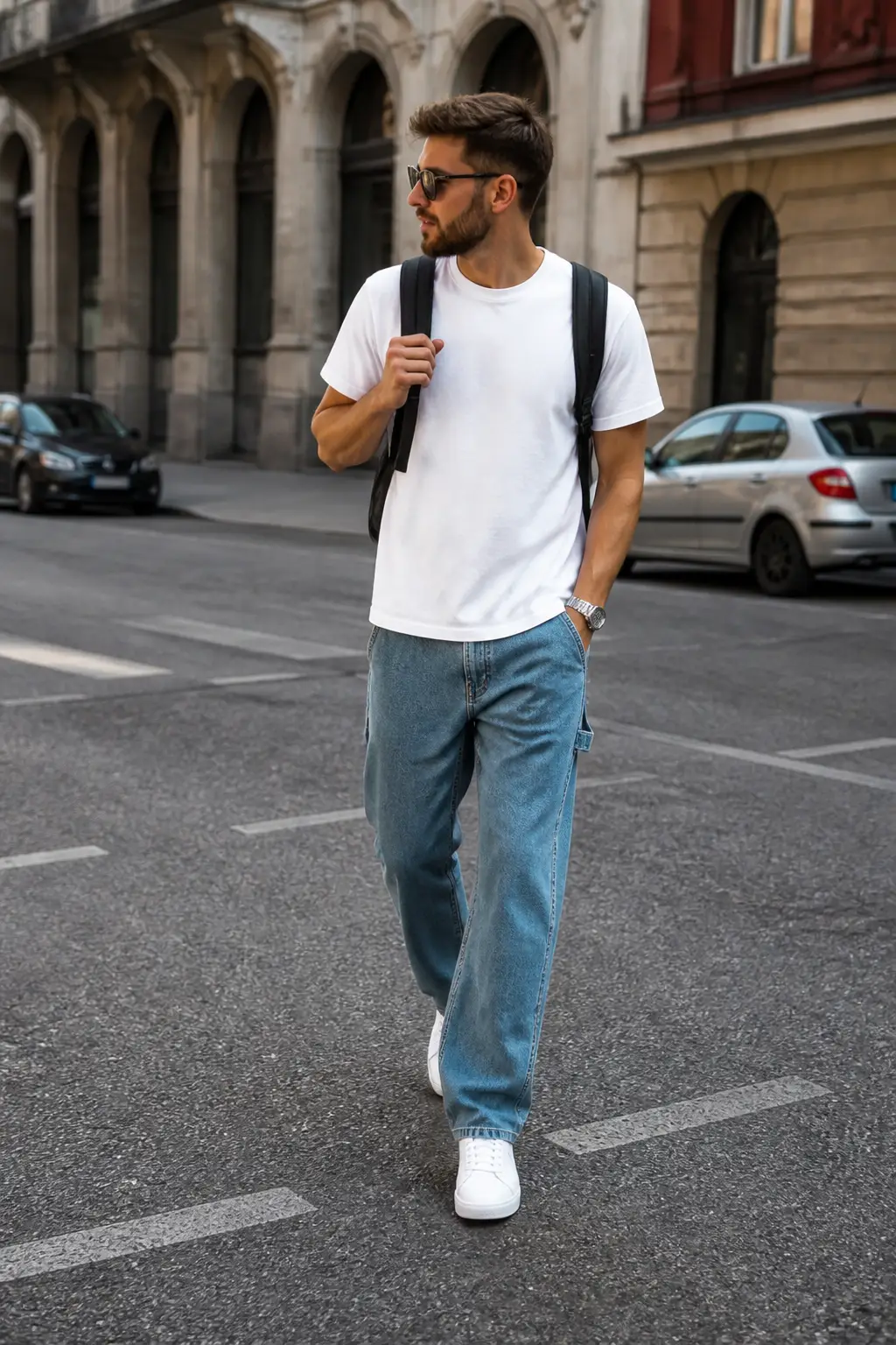 Carpenter Pants with Classic White Sneakers