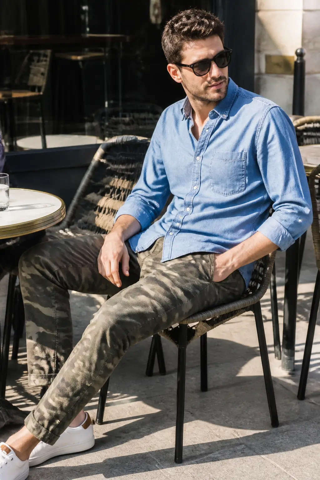Chambray Shirt with Camo Pants