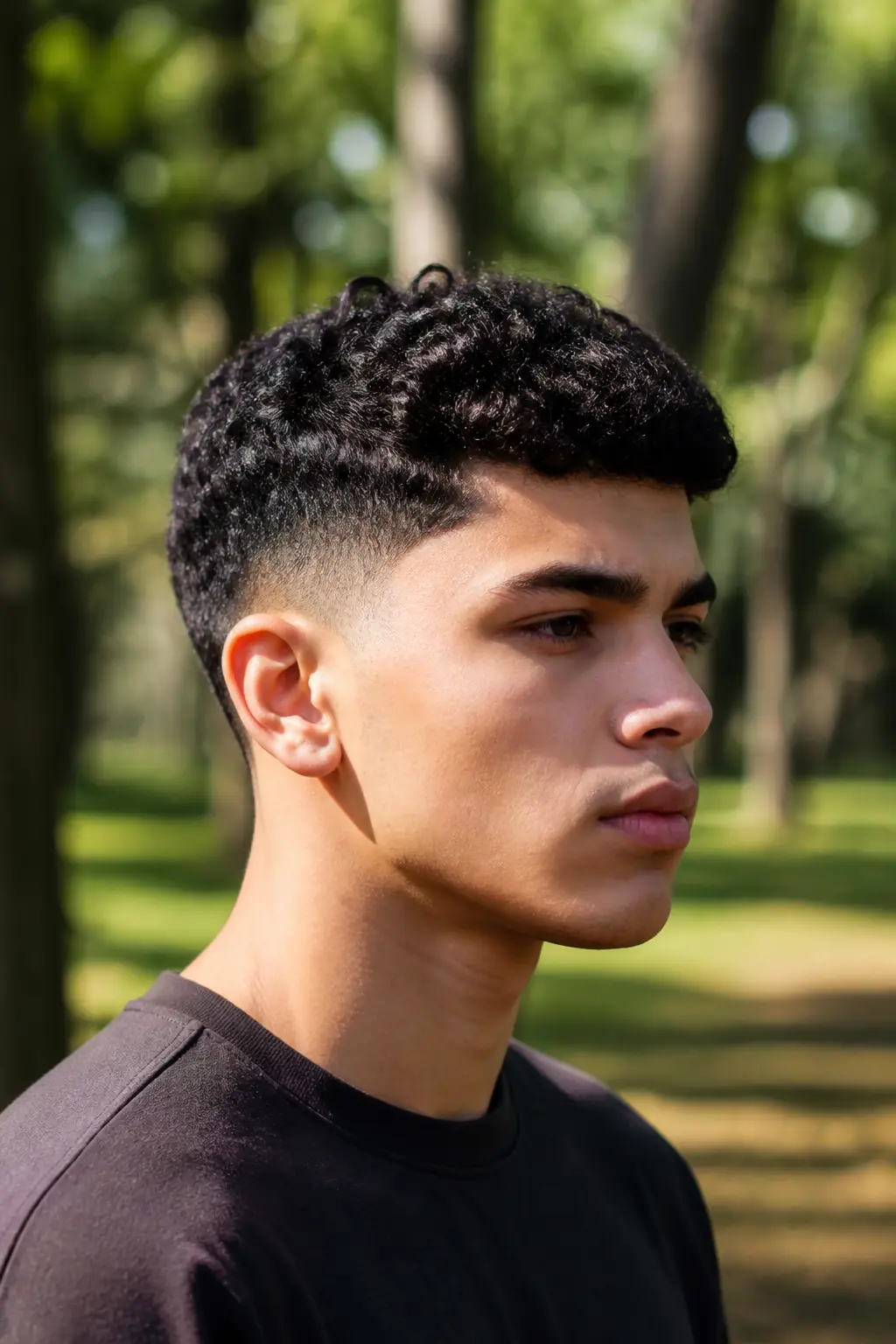 Curly French Crop with Mid Fade