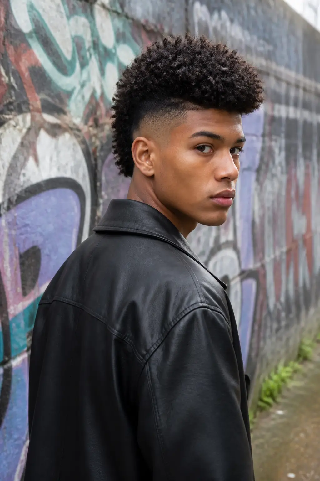 Low Fade with Curly Mohawk