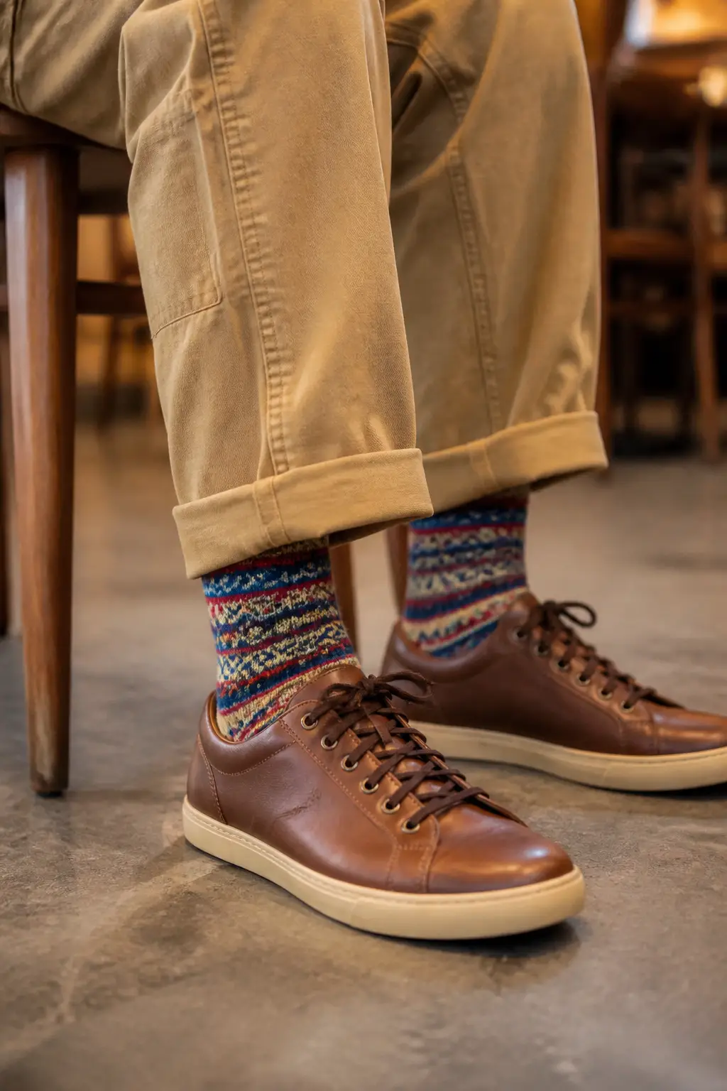 Rolled-Up Hem and Socks for a Trendy Casual Look