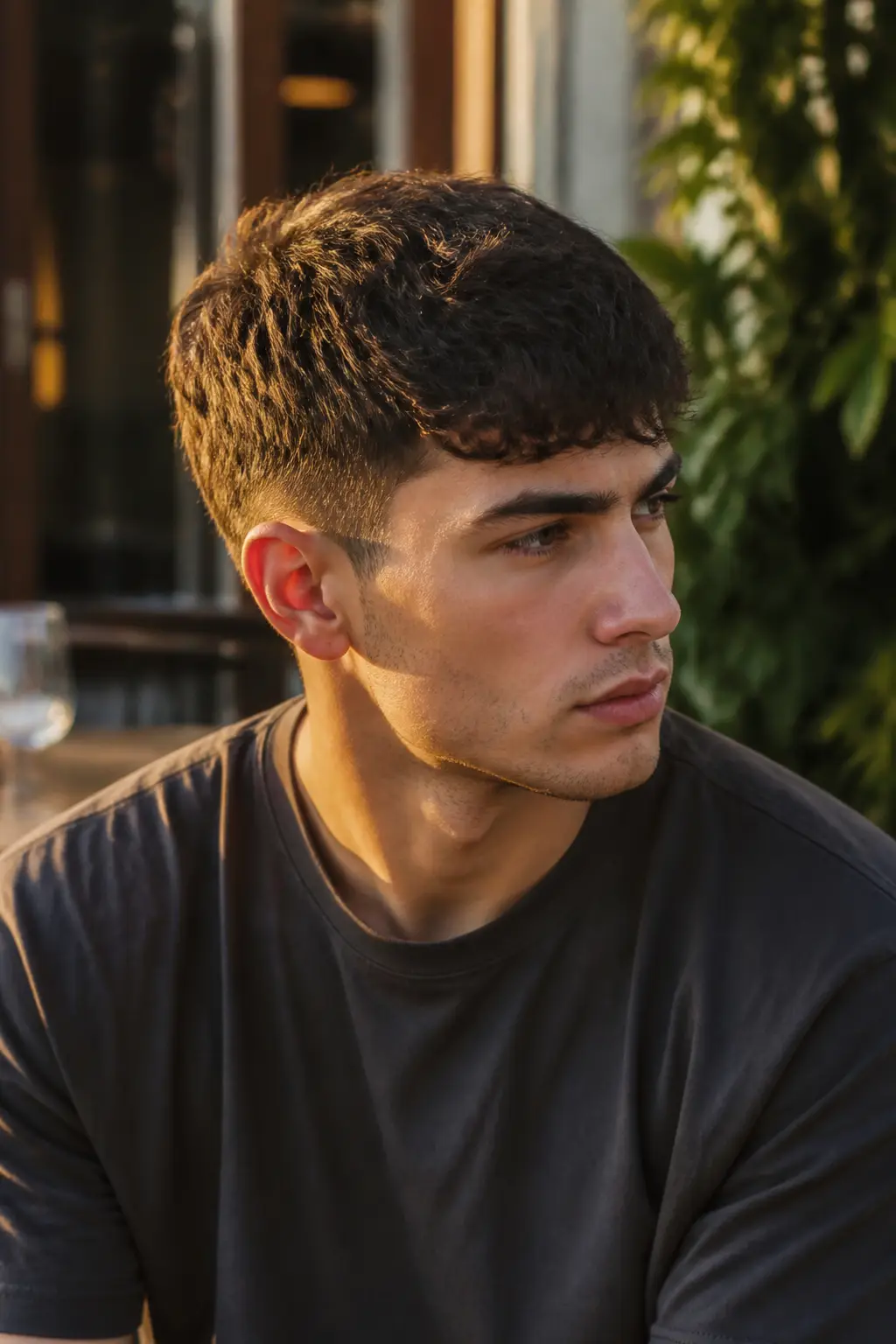 French Crop with Wavy Hair and Low Fade