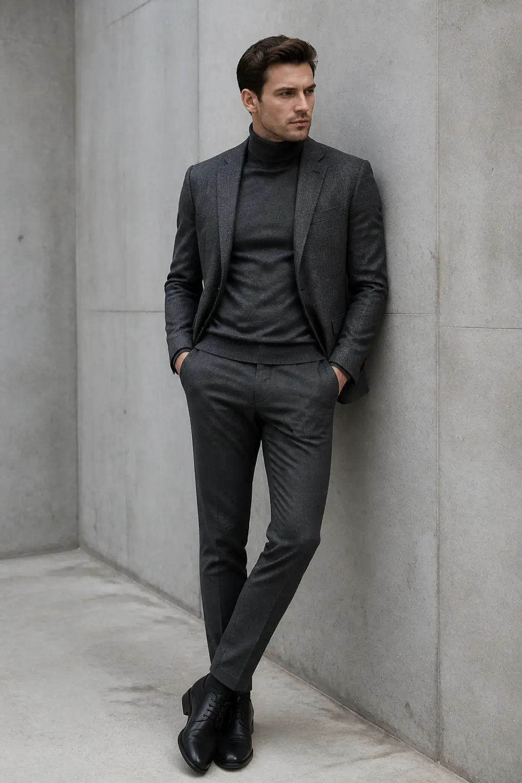 Elevating chinos with monochromatic layers for a sleek modern appeal
