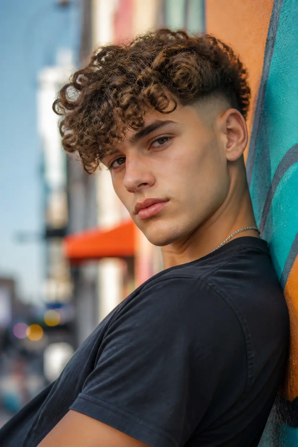 Low Fade with Curly Fringe