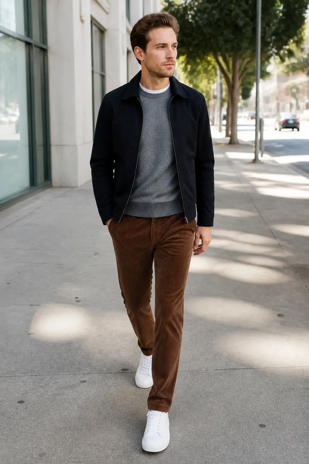 Sporting White Sneakers for a Fresh Contrast